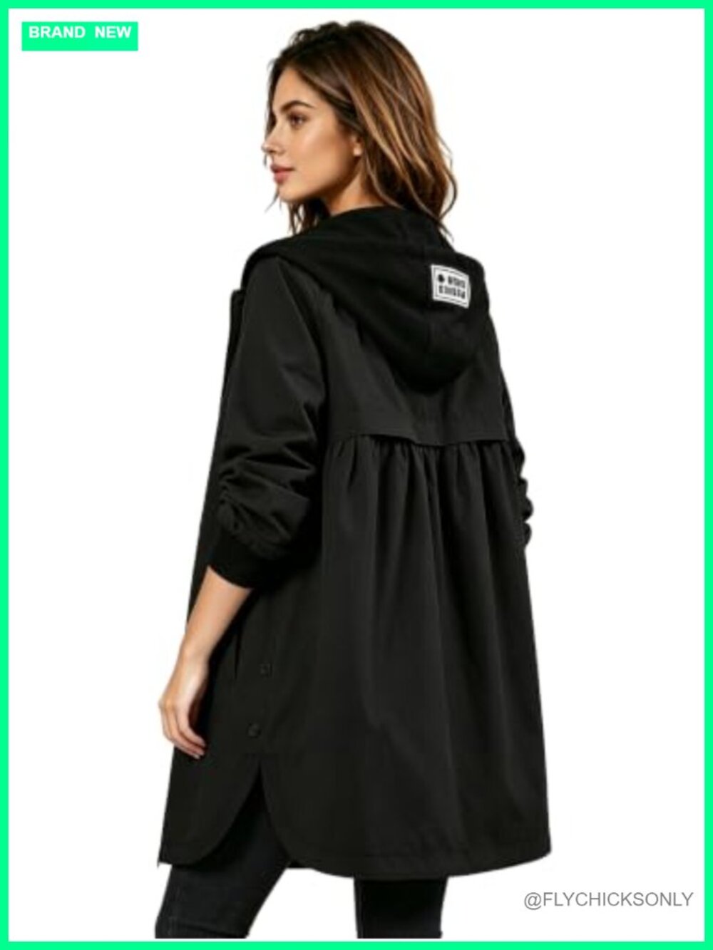 Lightweight Hooded Trench Jacket Zip Up Long Windbreaker Coat with Pockets